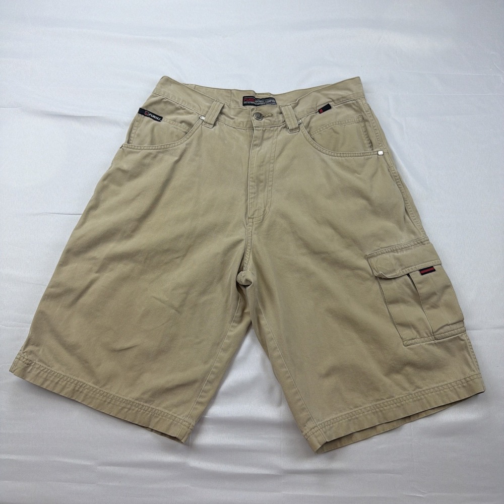 FUBU The Collection Men's 34 Tan Beige Khaki‎ Cargo Carpenter Baggy Shorts